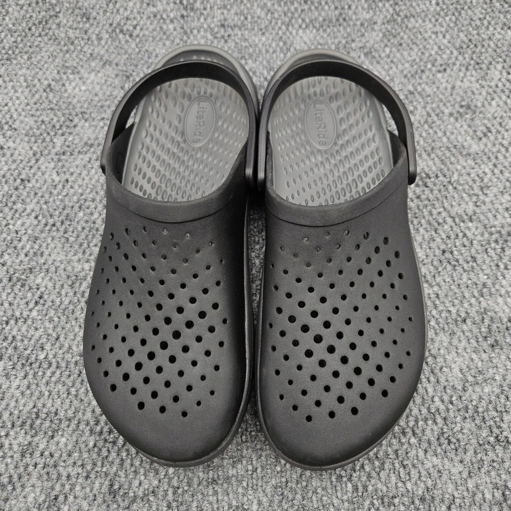 Crocs (Men's 13) Black Clogs LiteRide Slip On Comfort Breathable Water Shoes - Picture 4 of 9